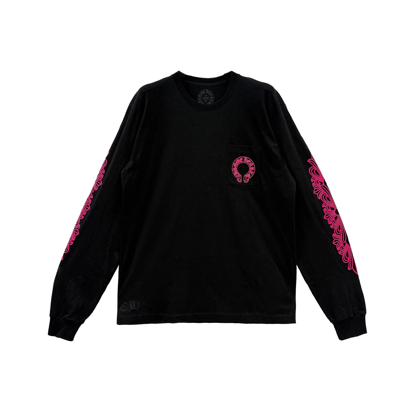 Pink Horseshoe Black Long Sleeve T Shirt