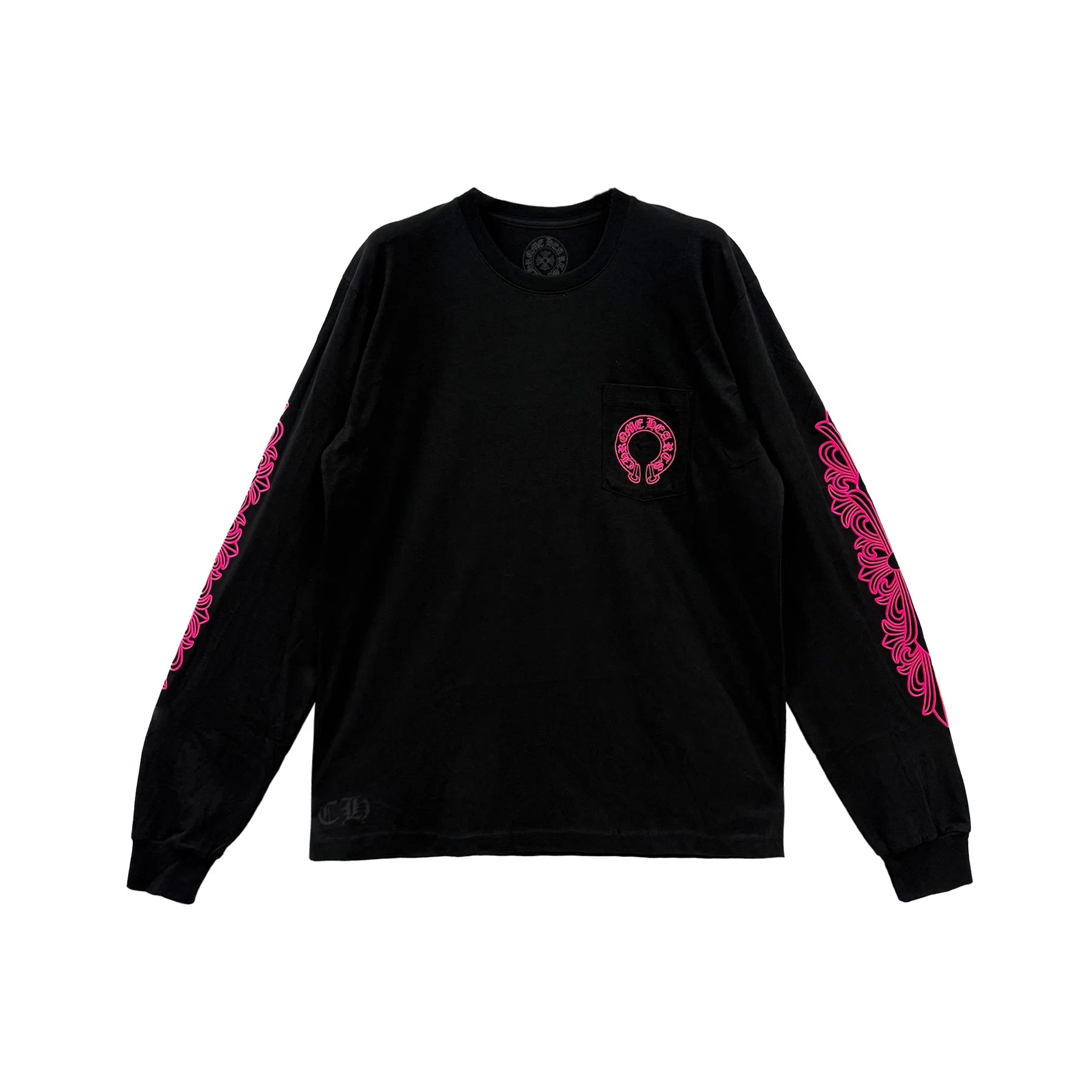 Pink Horseshoe Black Long Sleeve T Shirt