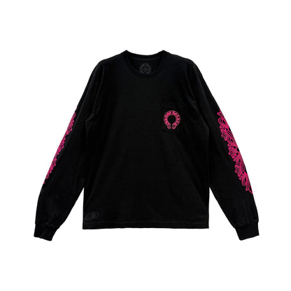 Pink Horseshoe Black Long Sleeve T Shirt