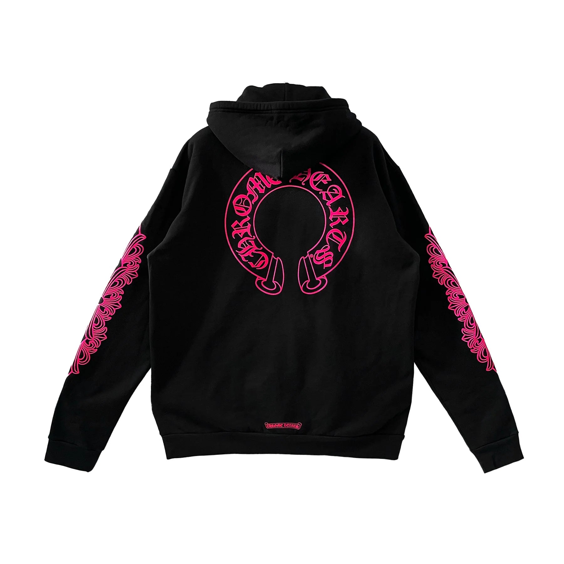 Pink Horseshoe Floral Sleeve Chrome Hearts Zip Up Hoodie
