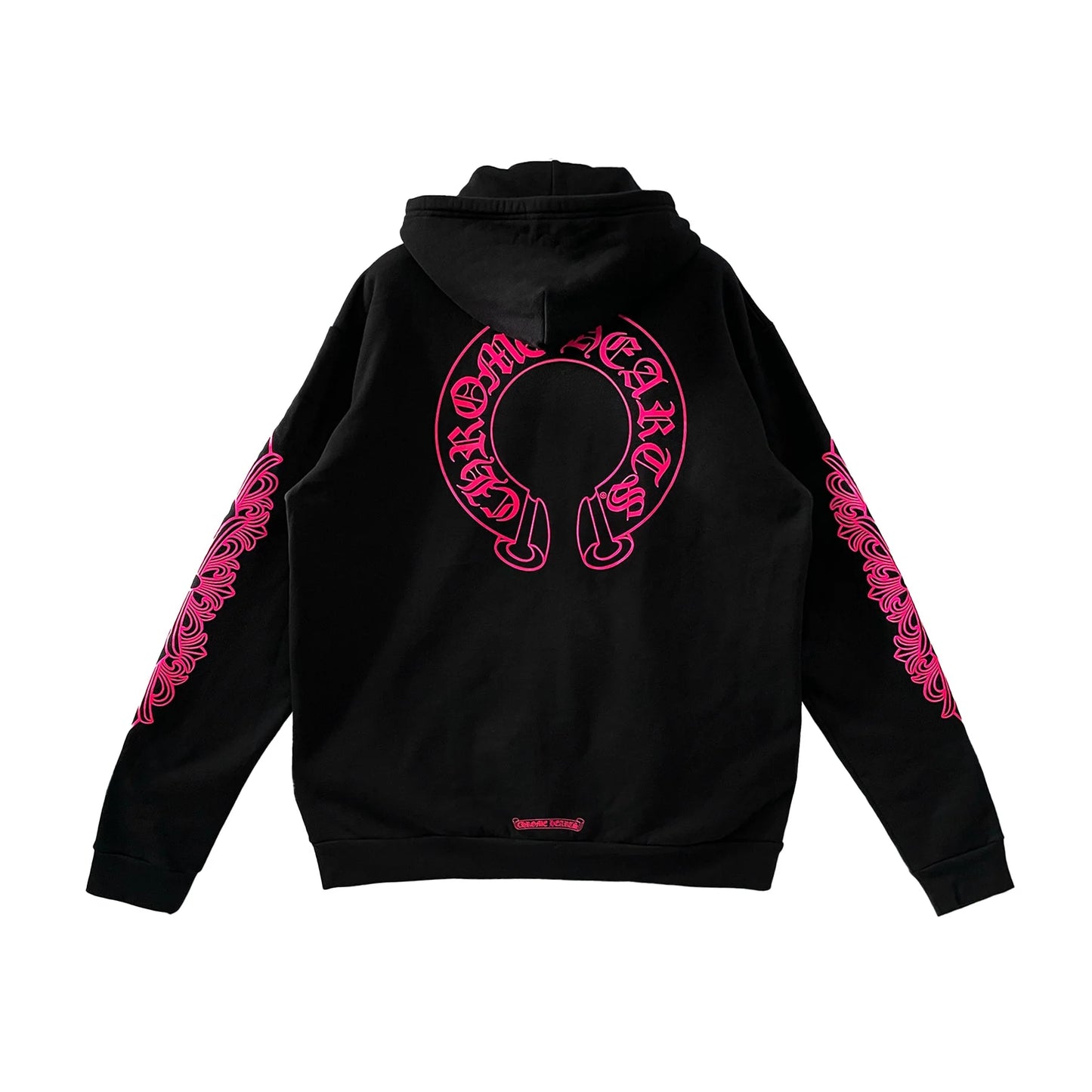 Pink Horseshoe Floral Sleeve Chrome Hearts Zip Up Hoodie