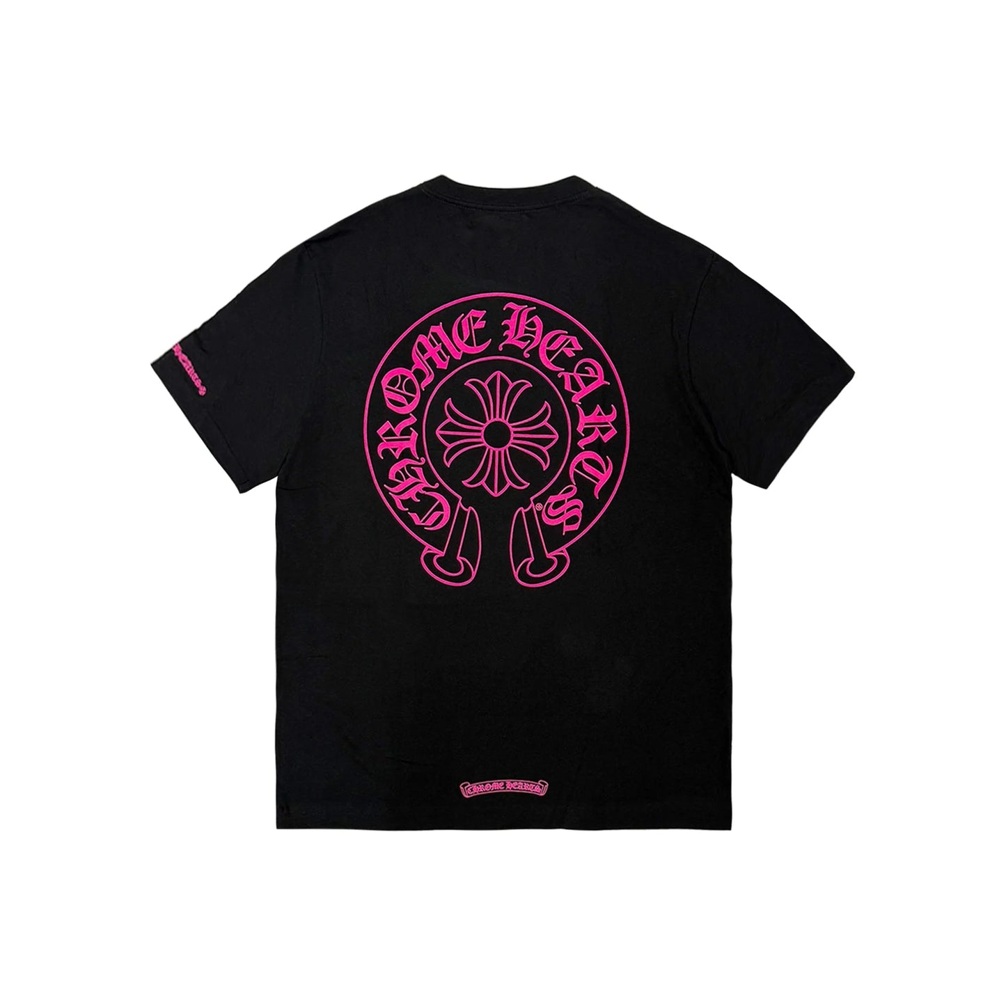 Pink Horseshoe Pocket Short Sleeve Black Tee