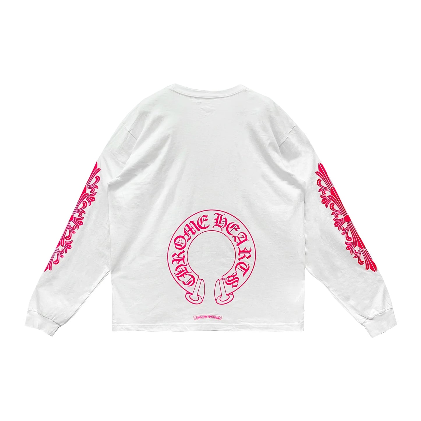 Pink Horseshoe Logo White Long Sleeve T-Shirt