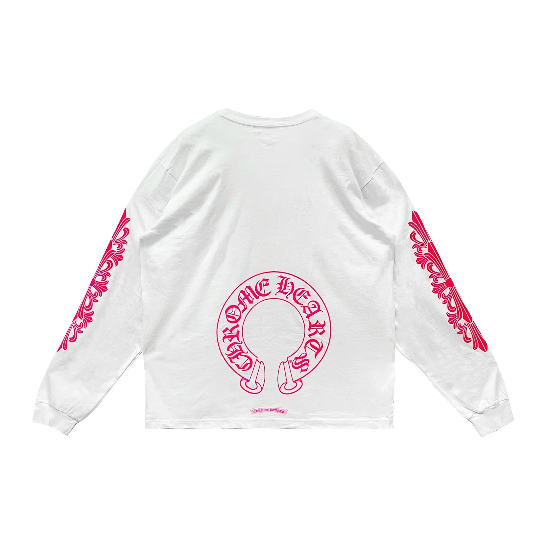 Pink Horseshoe Logo White Long Sleeve T-Shirt