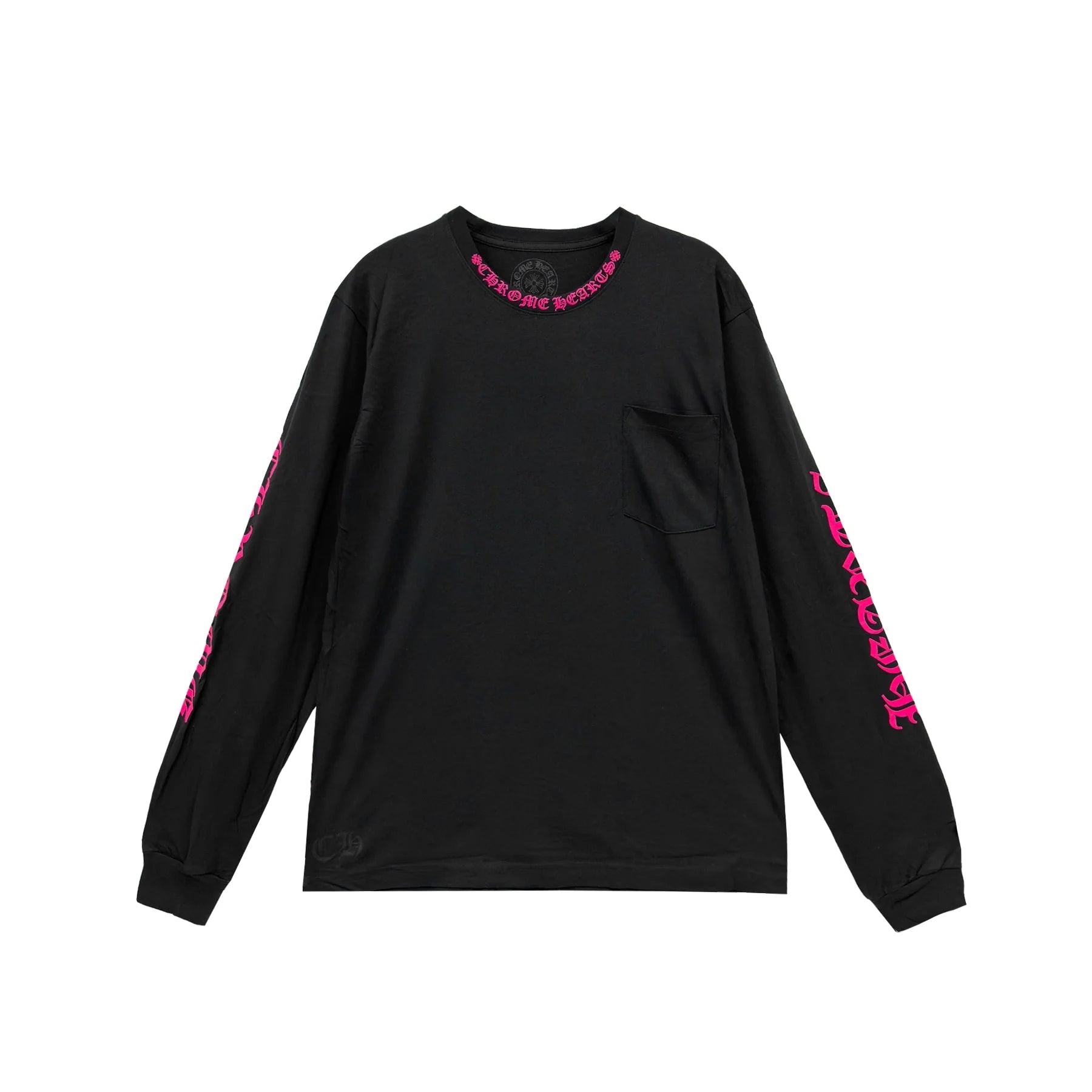 Pink Neck Chrome Hearts Long Sleeve Tee