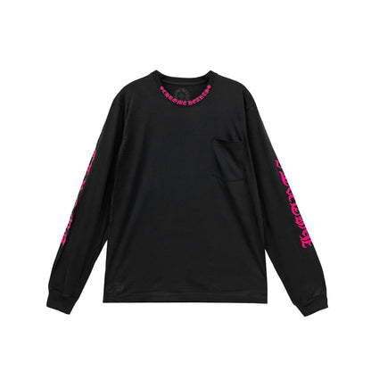 Pink Neck Chrome Hearts Long Sleeve Tee