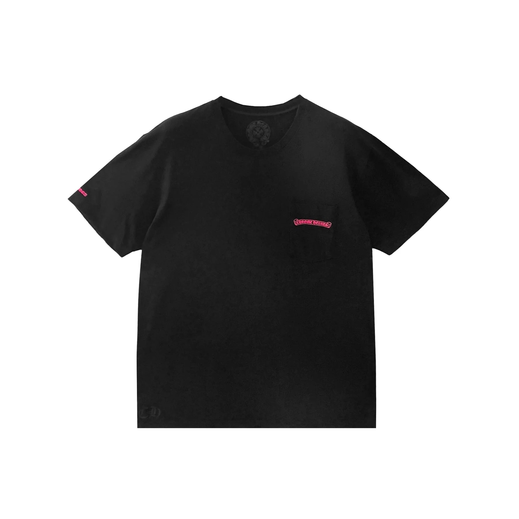 Pink Vertical Black Chrome Hearts Short Sleeve Tee