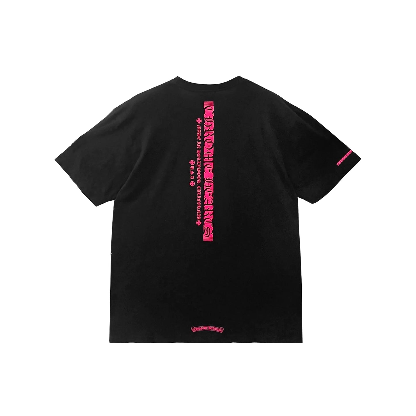 Pink Vertical Black Chrome Hearts Short Sleeve Tee