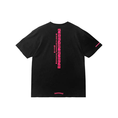 Pink Vertical Black Chrome Hearts Short Sleeve Tee