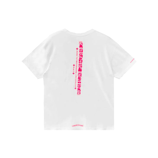 Pink Vertical Short Sleeve Chrome Heart Tee