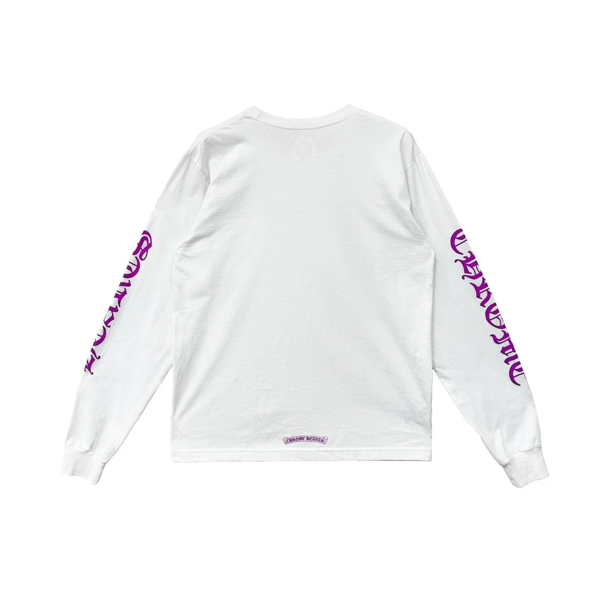 Purple Letter Collar Long Sleeve White Tee