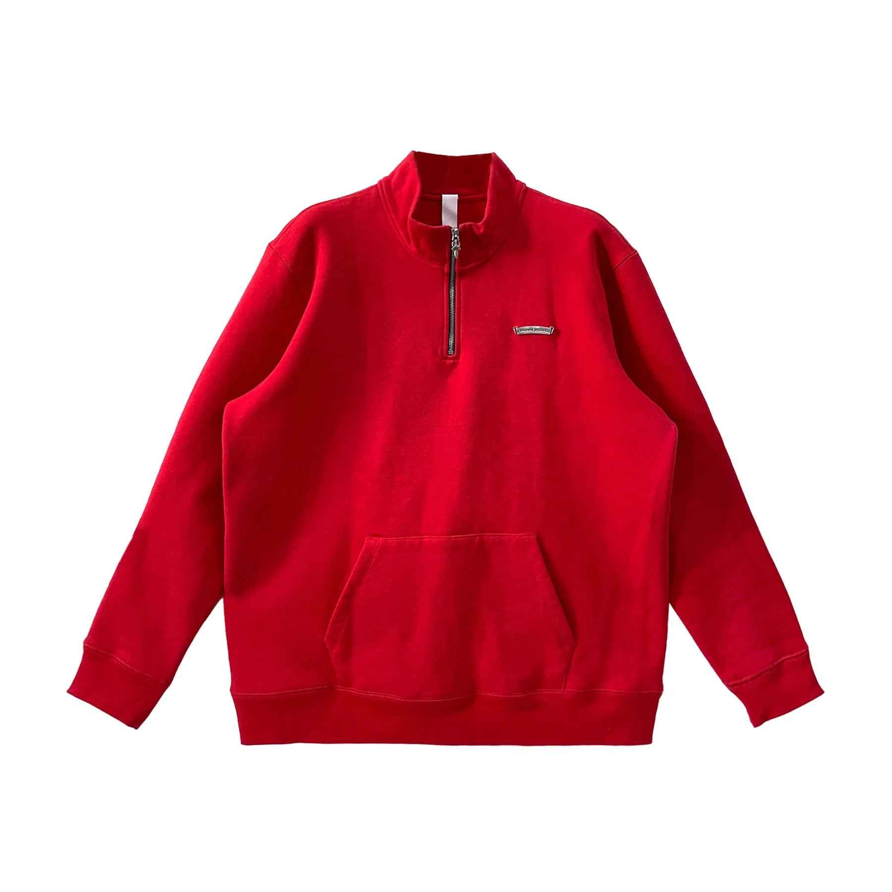 Red Hollywood Cross Logo Chrome Hearts Half Zip Sweatshirt