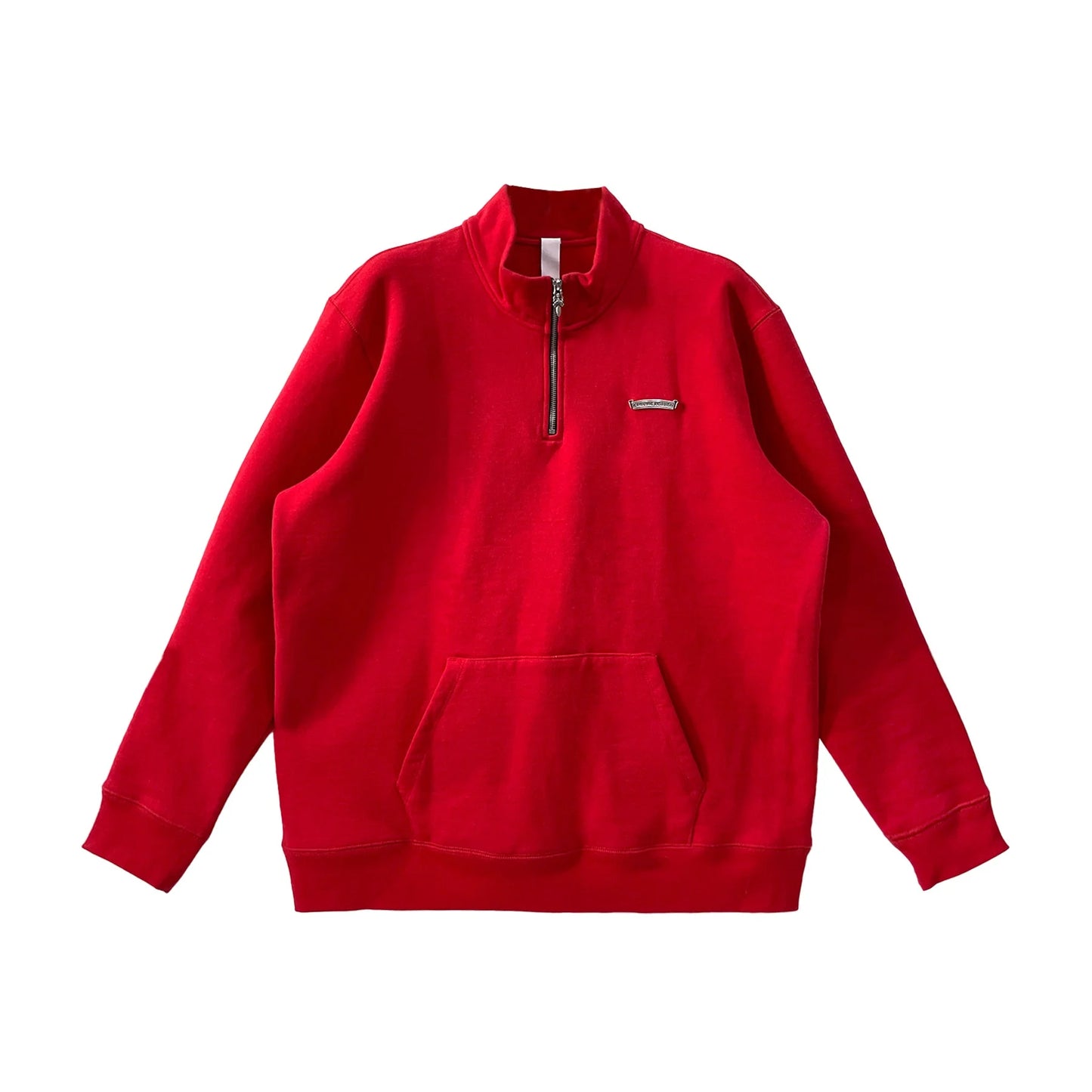 Red Hollywood Cross Logo Chrome Hearts Half Zip Sweatshirt