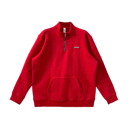 Red Hollywood Cross Logo Chrome Hearts Half Zip Sweatshirt