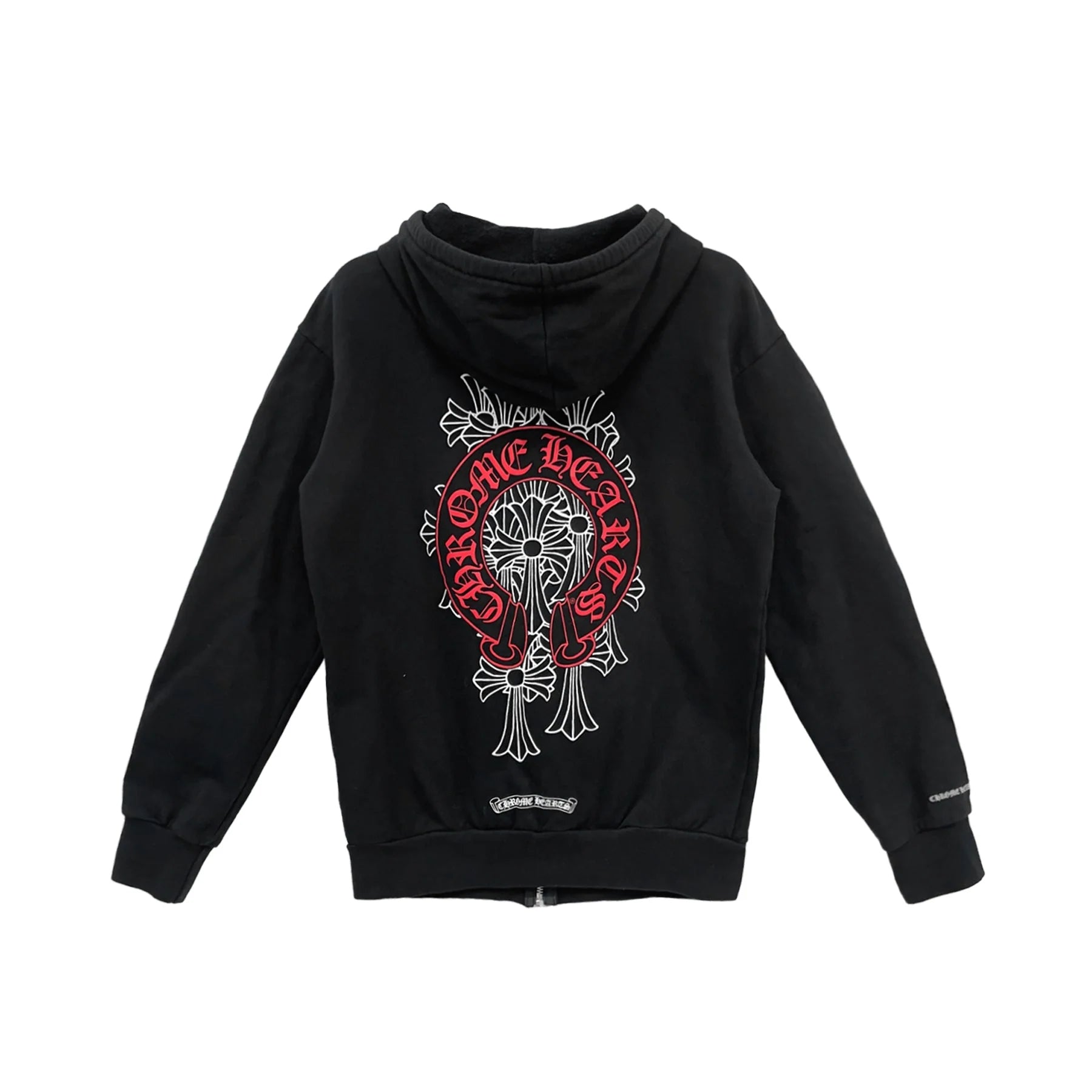 Red Horseshoe Logo Chrome Hearts Zip Up Hoodie Black