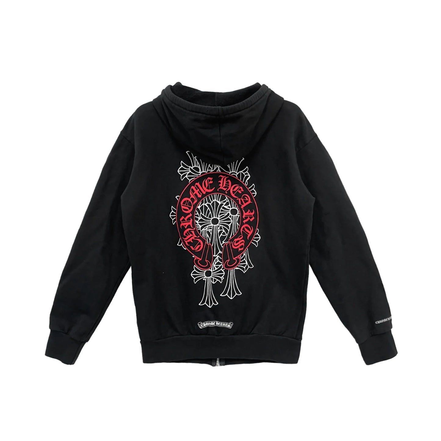 Red Horseshoe Logo Chrome Hearts Zip Up Hoodie Black