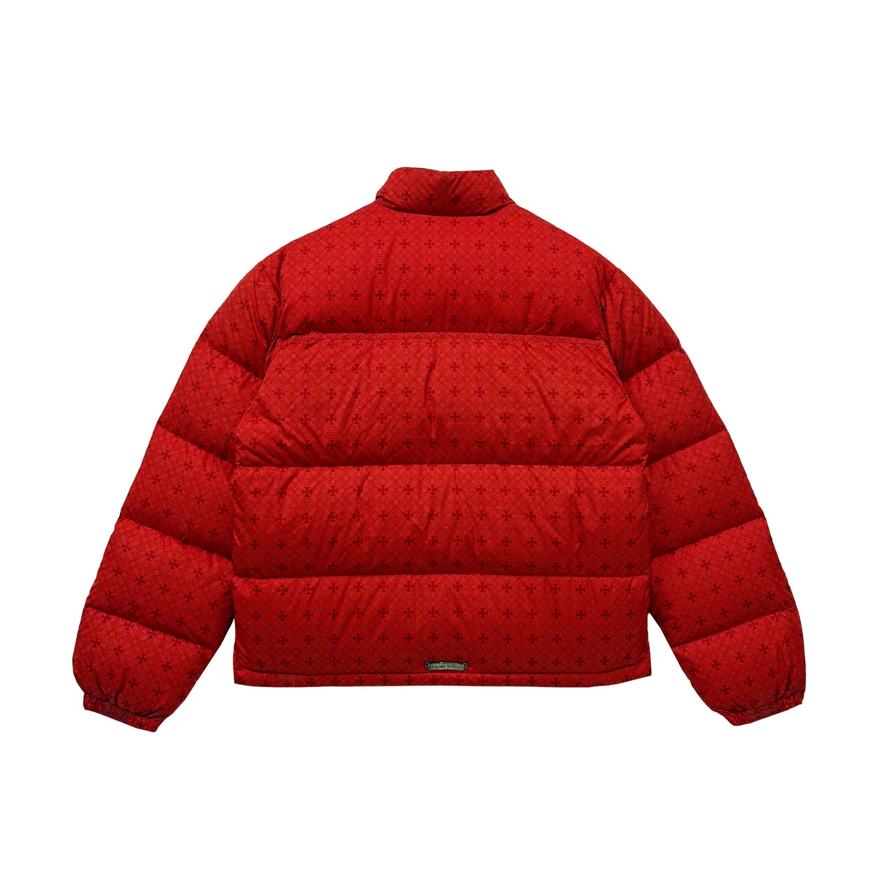 Tonal Monogram Cross Pattern Red Puffer Down Jacket