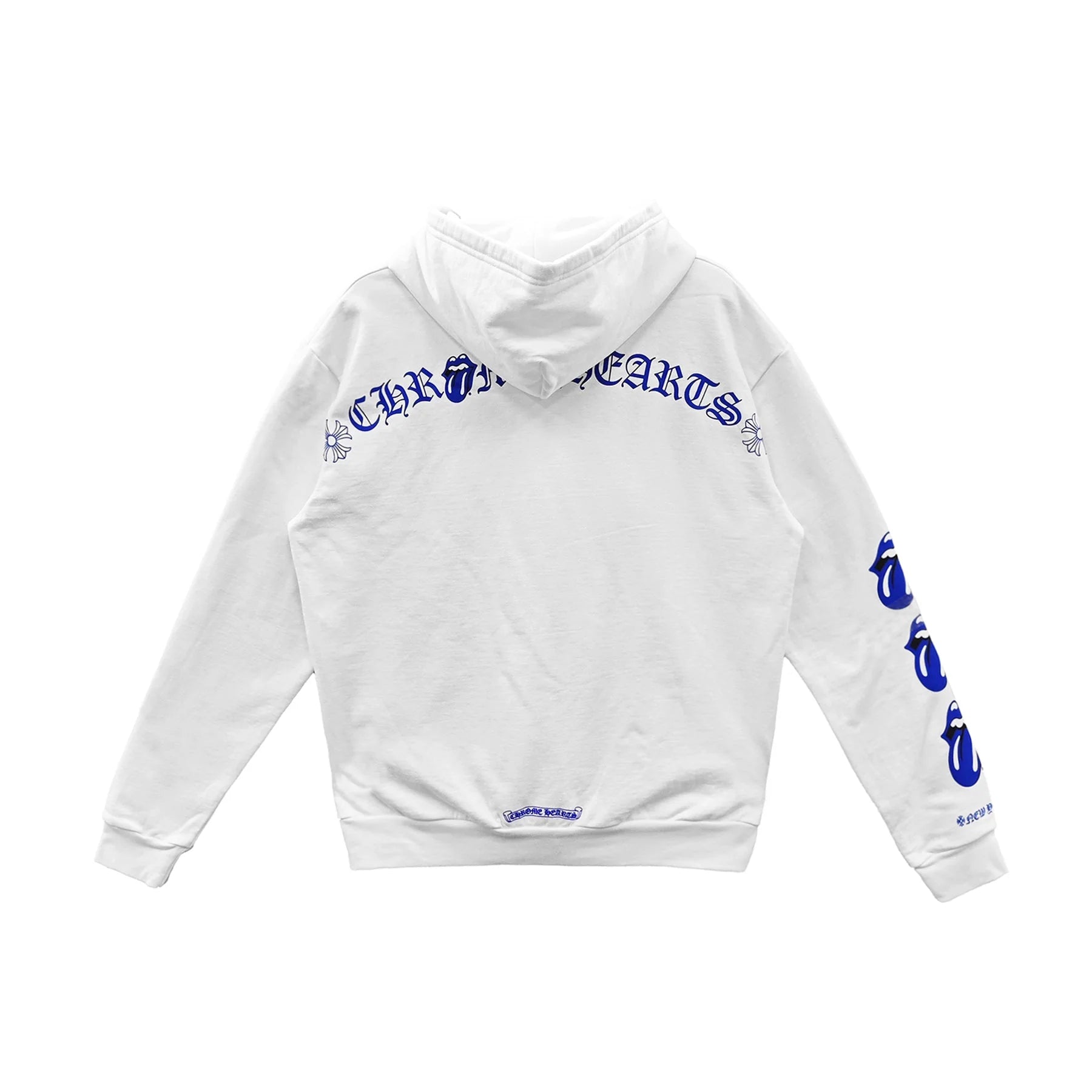 Rolling Stones Script Blue Logo Zip Up White Hoodie