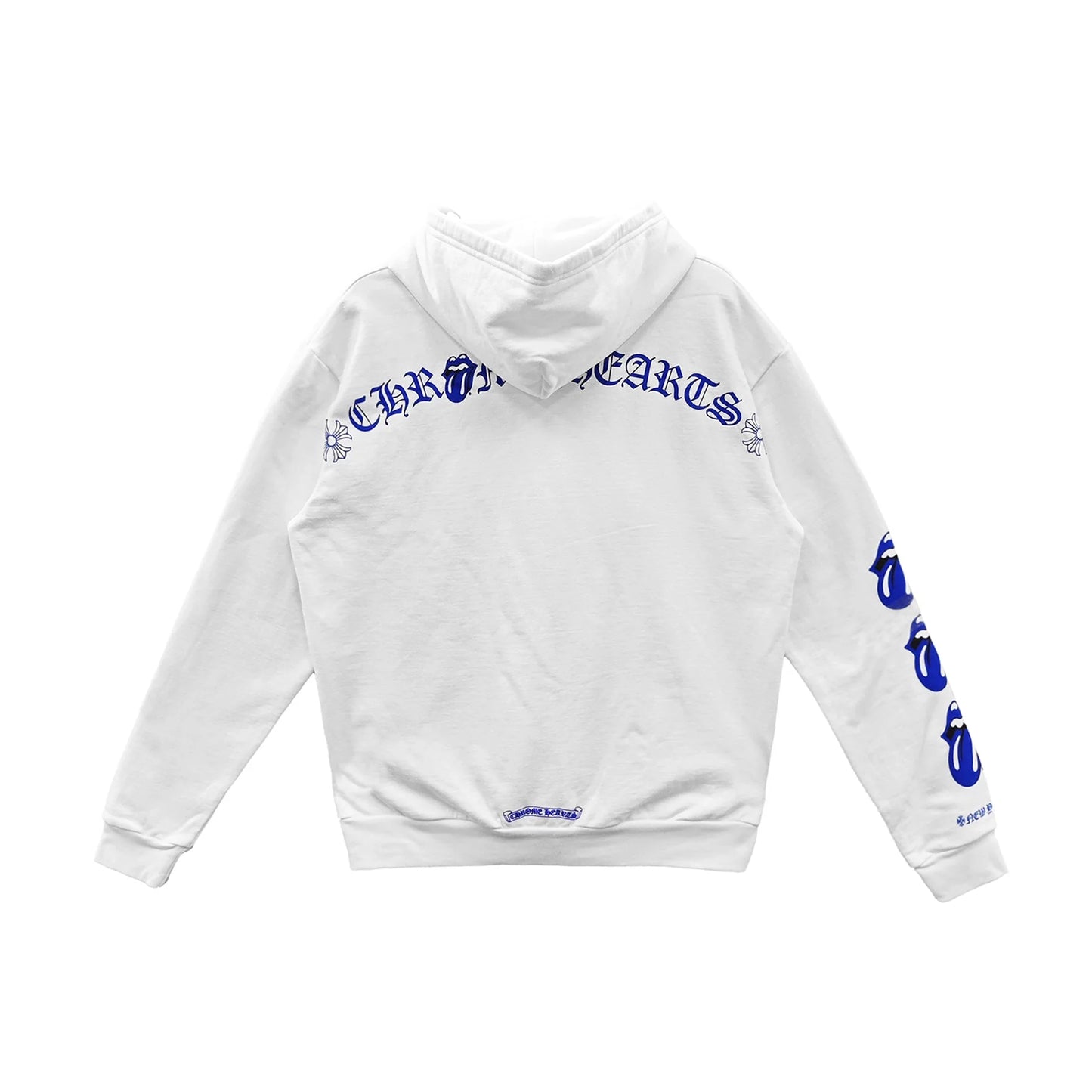 Rolling Stones Script Blue Logo Zip Up White Hoodie