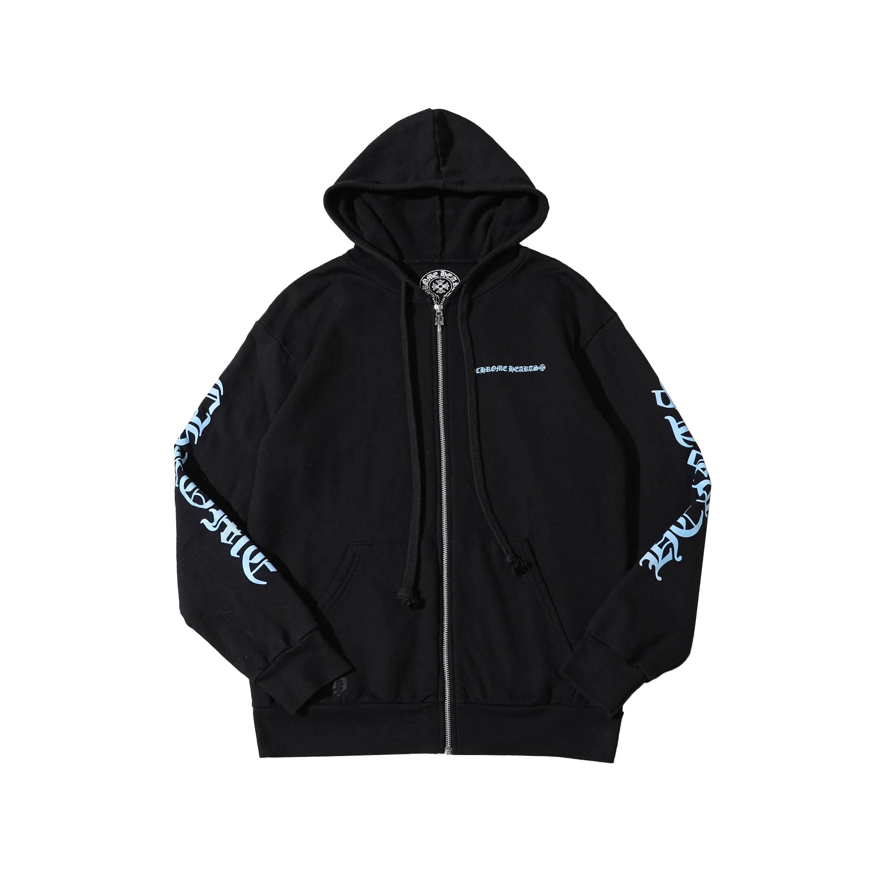 Script Black Zip Up Chrome Hearts Hoodie