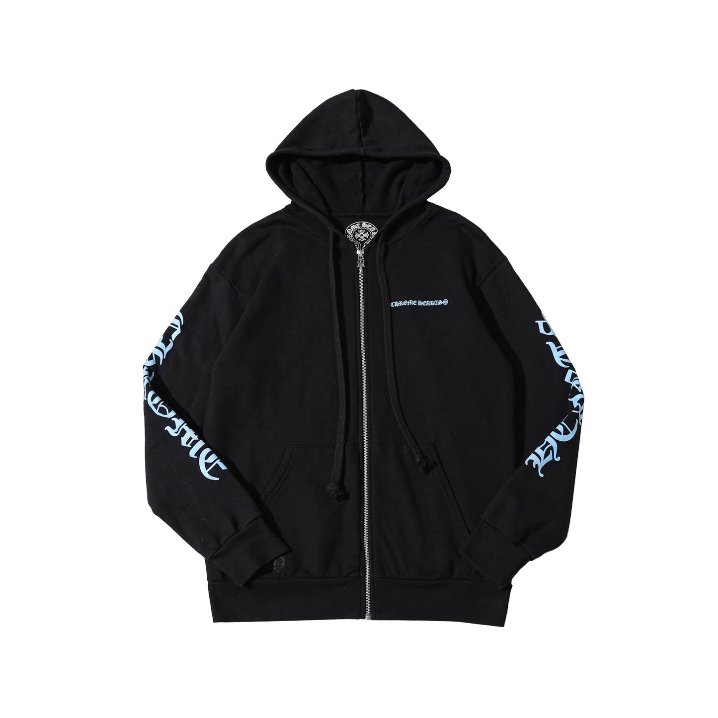 Script Black Zip Up Chrome Hearts Hoodie