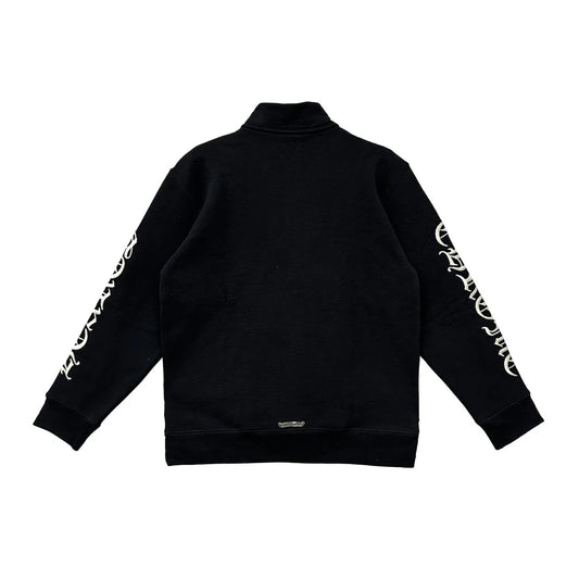 Script Logo Embroidered Chrome Hearts Half Zip Black Sweatshirt