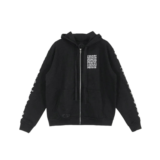 Script Logo Zip Up Chrome Hearts Black Hoodie