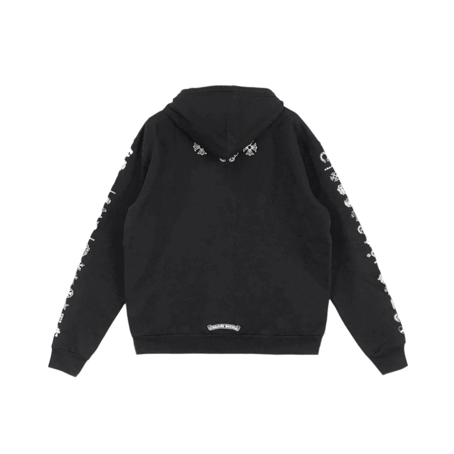 Script Logo Zip Up Chrome Hearts Black Hoodie
