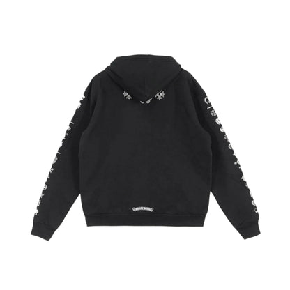 Script Logo Zip Up Chrome Hearts Black Hoodie