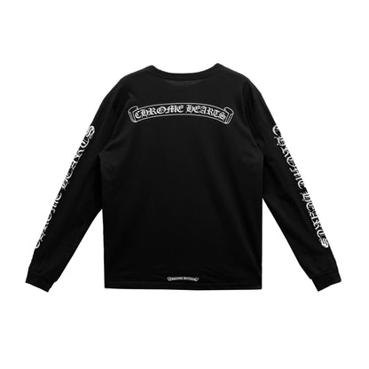 Script Scroll Logo Chrome Hearts Long Sleeve Tee Black