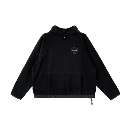 Scroll Label Cross Patch Fleece Chrome Hearts Pullover Hoodie