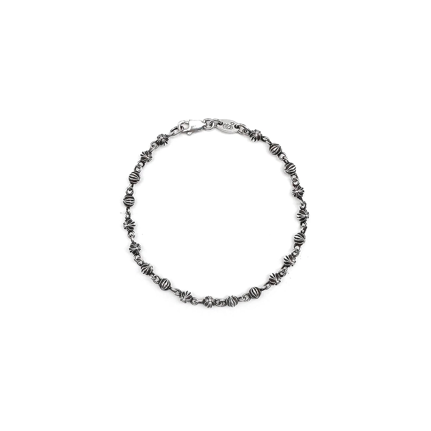 Chrome Hearts Silver Cross Bead Bracelet