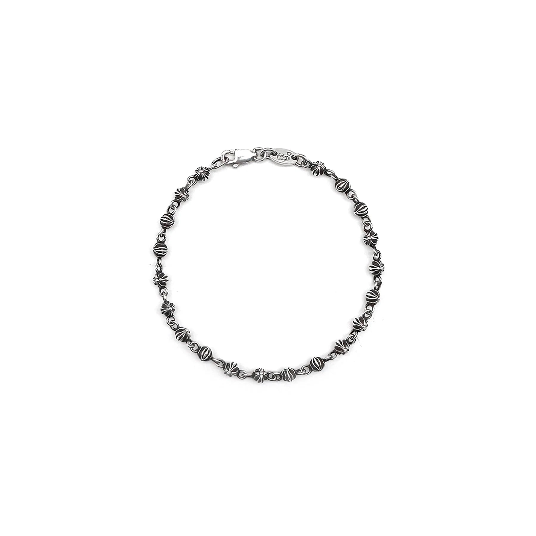 Chrome Hearts Silver Cross Bead Bracelet