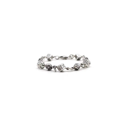 Chrome Hearts Silver Dice Cross Ball Lobster Clasp Bracelet