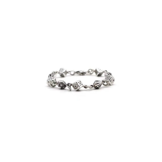 Chrome Hearts Silver Dice Cross Ball Lobster Clasp Bracelet