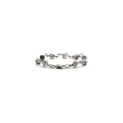 Chrome Hearts Silver Dice Cross Ball Lobster Clasp Bracelet