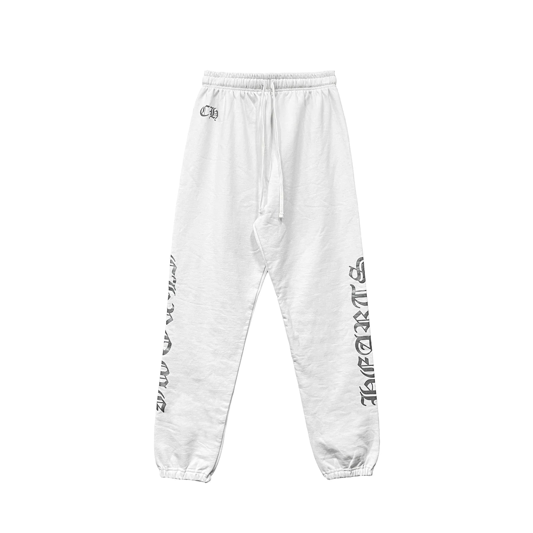 White Chrome Hearts Sweatpants Silver Script CH Logo