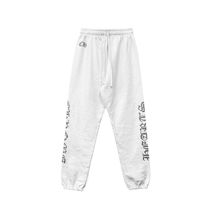 White Chrome Hearts Sweatpants Silver Script CH Logo