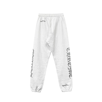 White Chrome Hearts Sweatpants Silver Script CH Logo