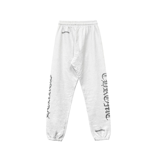 White Chrome Hearts Sweatpants Silver Script CH Logo