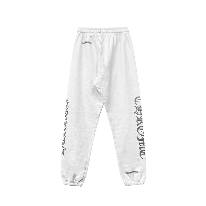 White Chrome Hearts Sweatpants Silver Script CH Logo