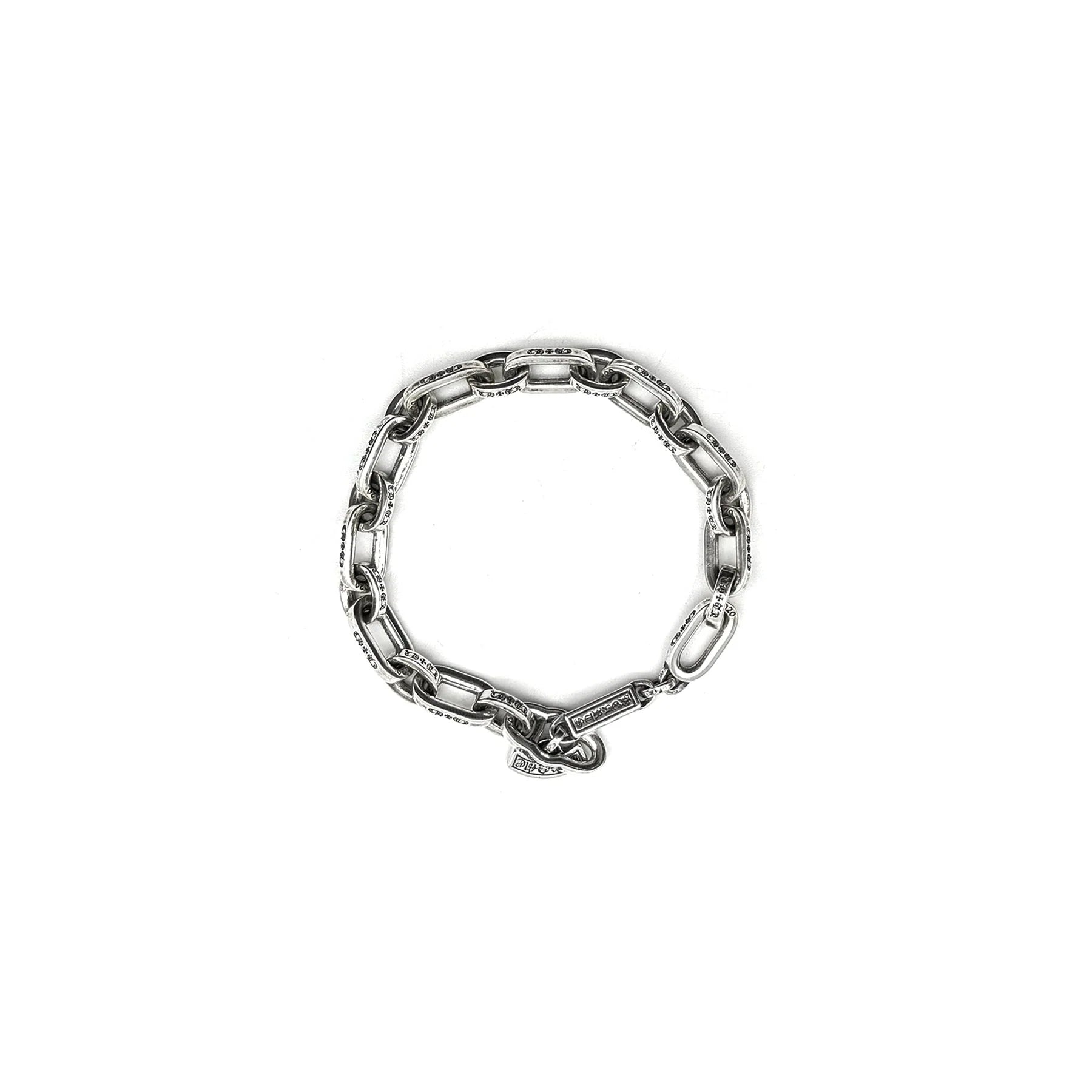 Chrome Hearts Silver Scroll Label Paperchain Bracelet