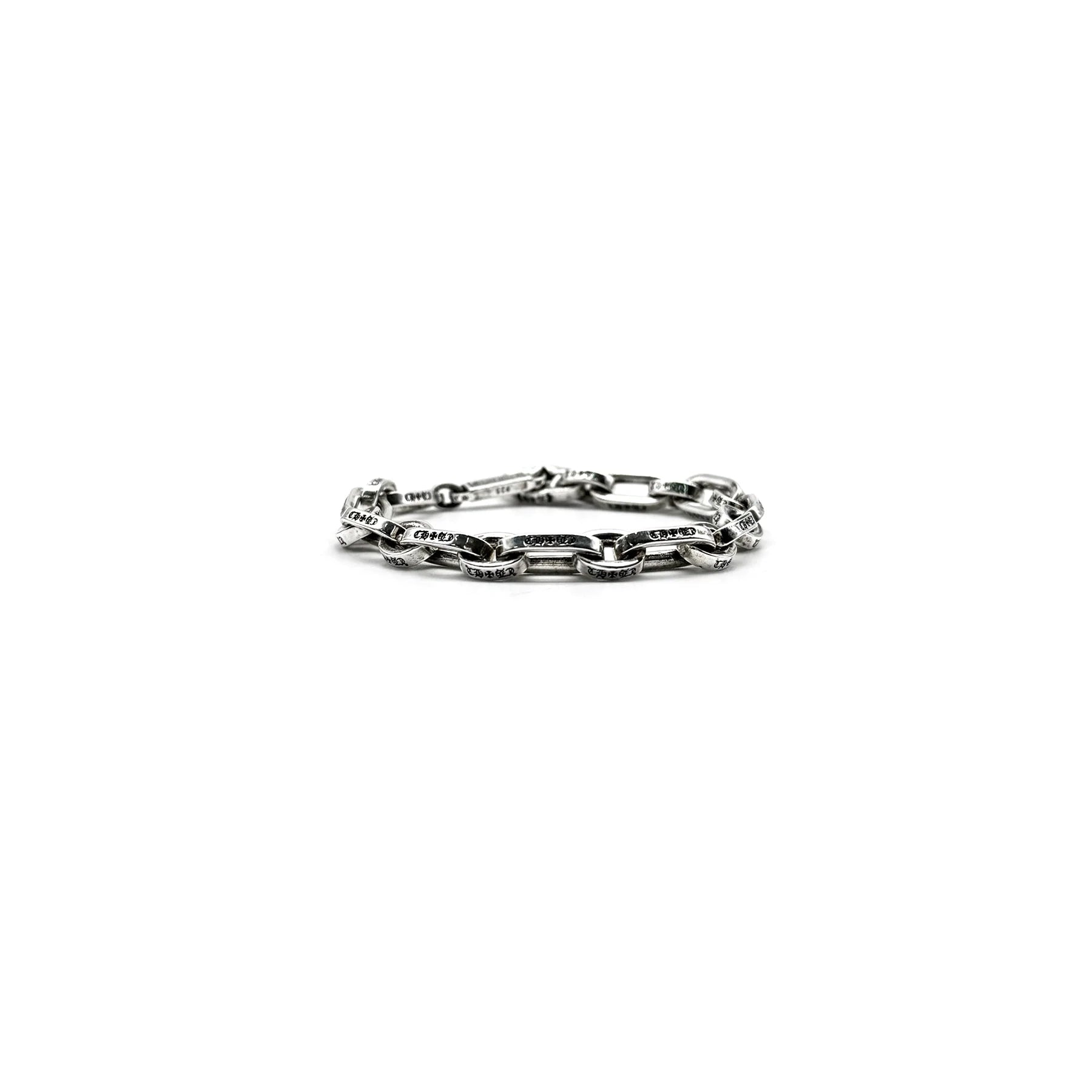 Chrome Hearts Silver Scroll Label Paperchain Bracelet