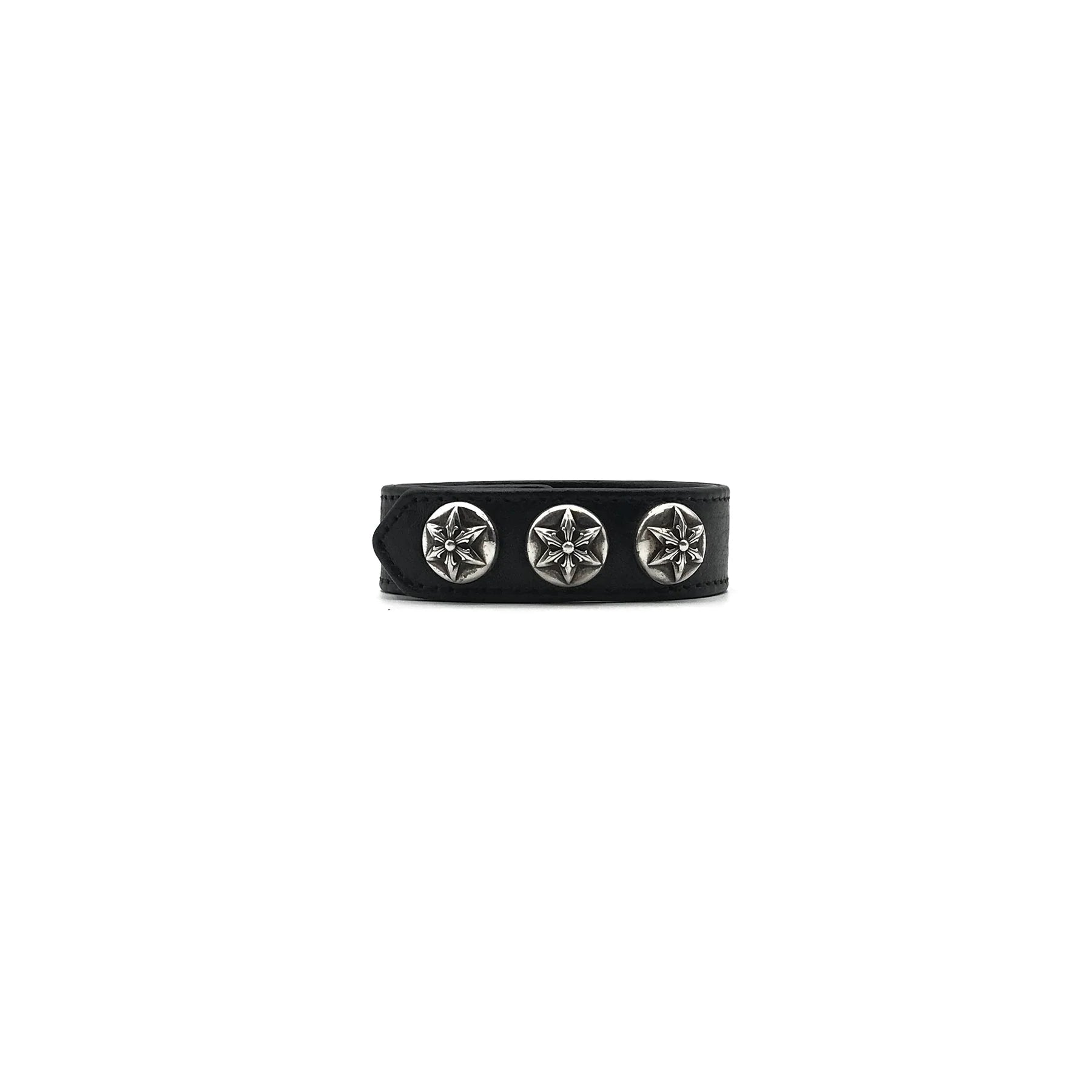 Silver Star Chrome Hearts Leather Bracelet