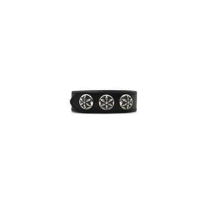Silver Star Chrome Hearts Leather Bracelet