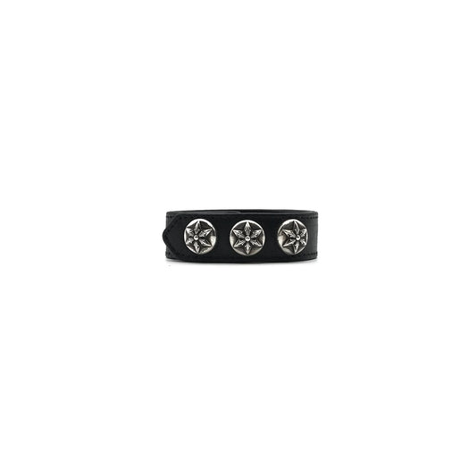 Silver Star Chrome Hearts Leather Bracelet