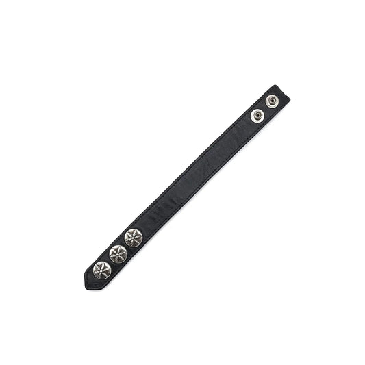 Silver Star Chrome Hearts Leather Bracelet