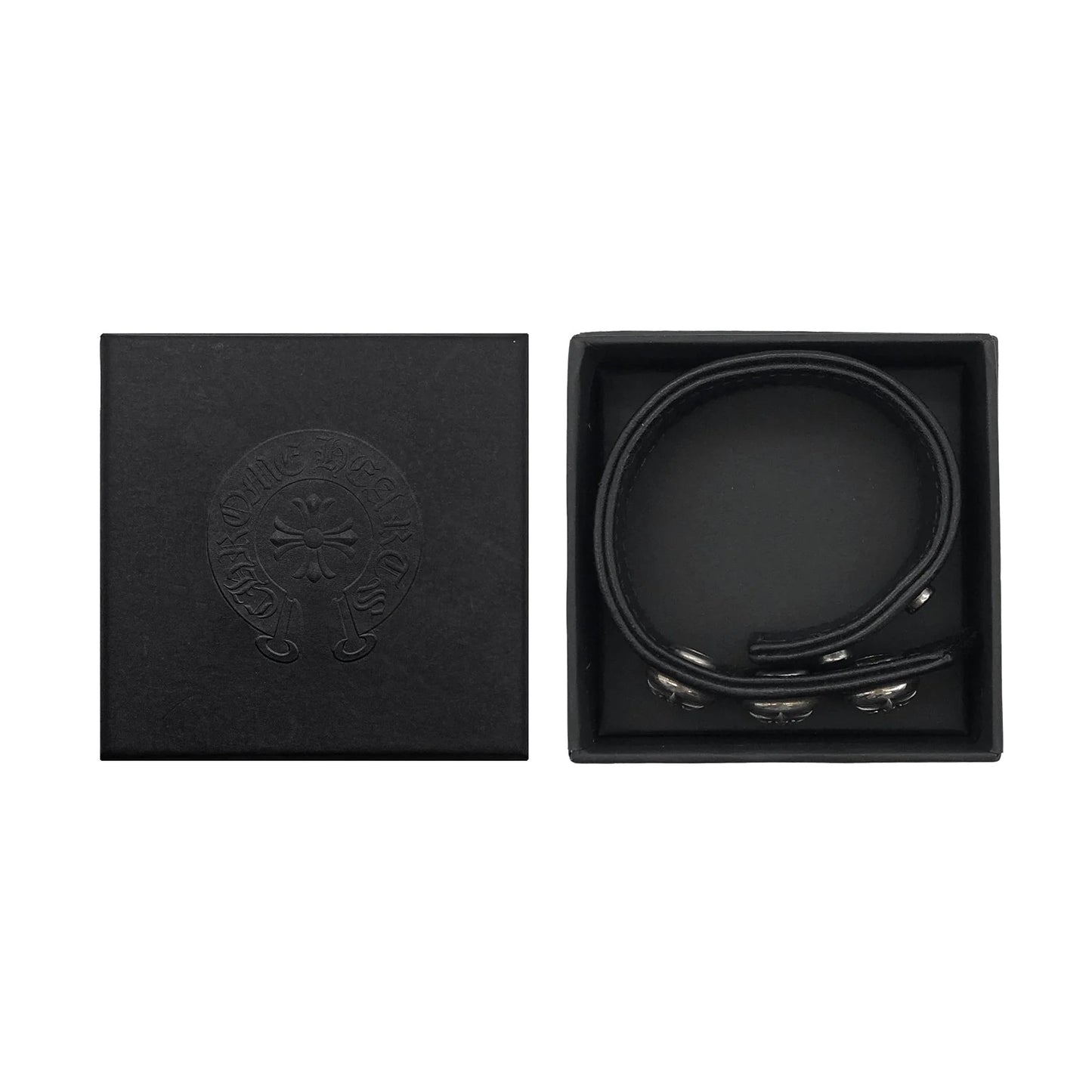 Silver Star Chrome Hearts Leather Bracelet