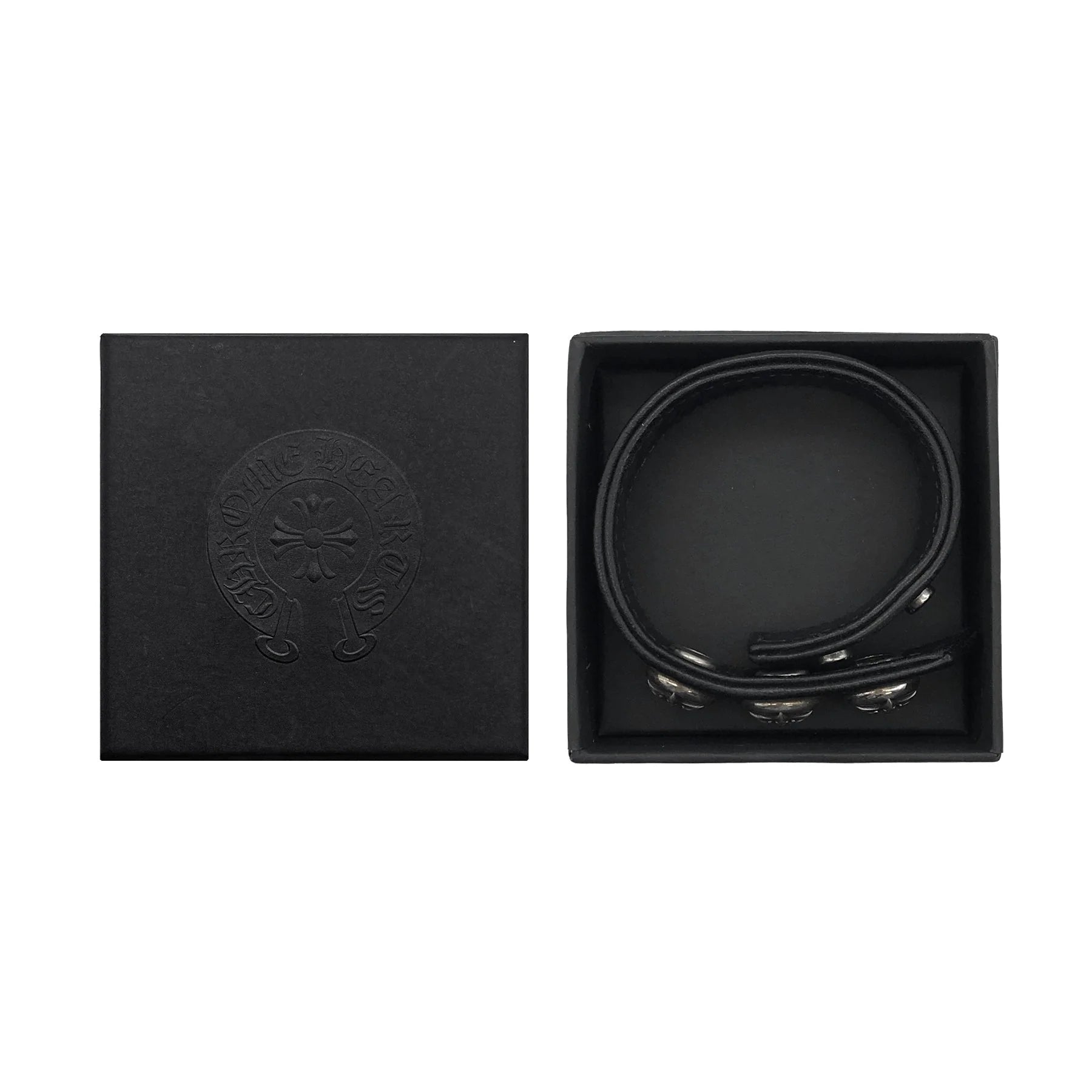 Silver Star Chrome Hearts Leather Bracelet