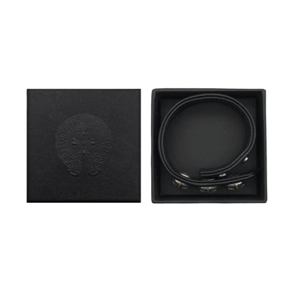 Silver Star Chrome Hearts Leather Bracelet
